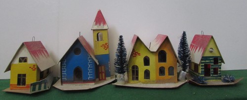 SALE ORIG. SET of 12 OLD VINTAGE JAPAN PUTZ CARDBOARD HOUSES~VILLAGE for LIGHTS - Picture 8 of 19