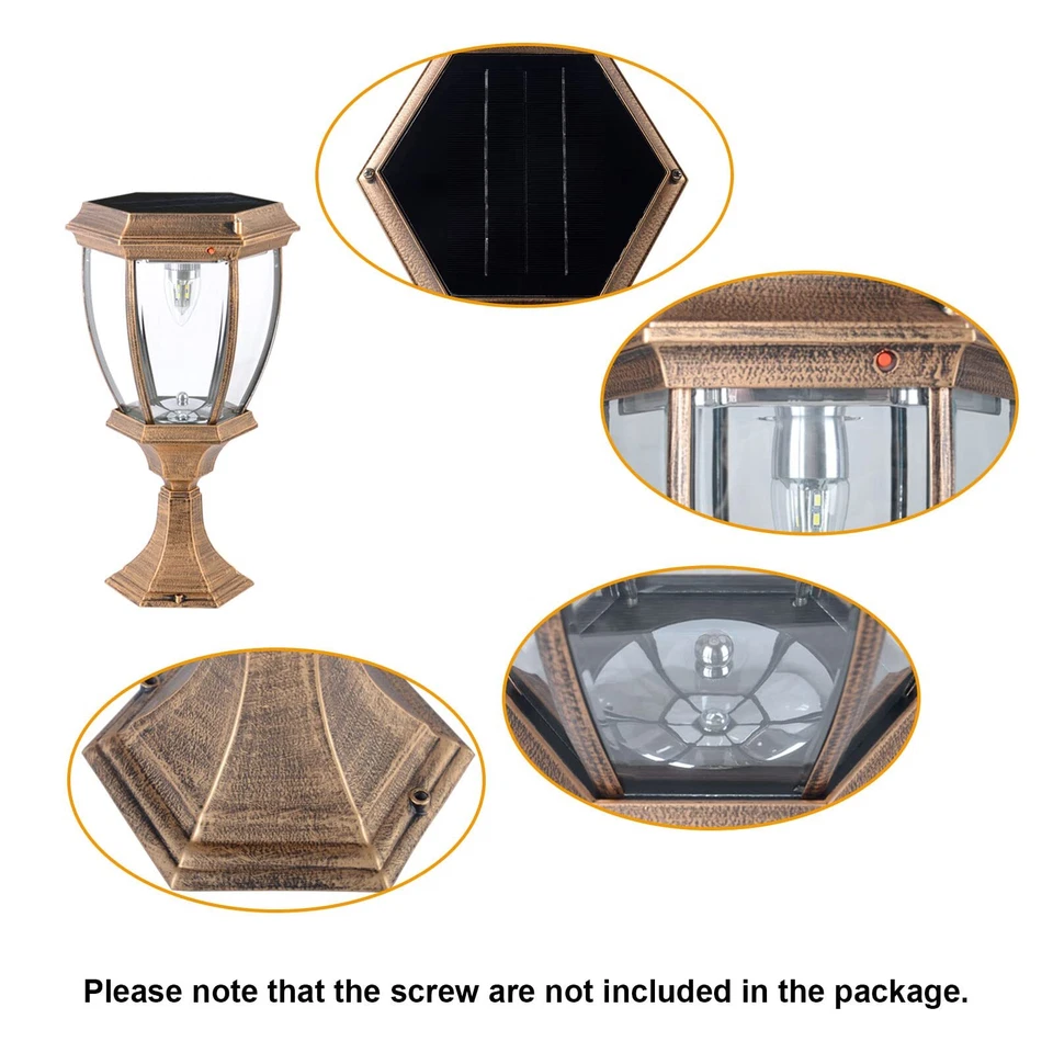 Kendal Large Bronze Solar Powered LED Light Lamp Safe & Water Resistant Outdoor - Image 4 of 4