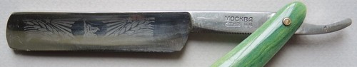 Cut Throat Straight RAZOR /old WORKER KOLKHOZNITSA STATUE Vintage USSR 1956 +Box - Imagen 2 de 5