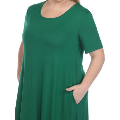 Plus Size Short Sleeve Pocket Swing Midi Dress - Picture 28 of 49