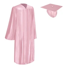 Endea Graduation Shiny Pink Gown & Cap for High School & College Unisex