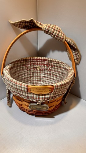 2002 Longaberger Woven Memories Basket, Liner, Protector, Tie Ons & Signatures - Picture 3 of 9