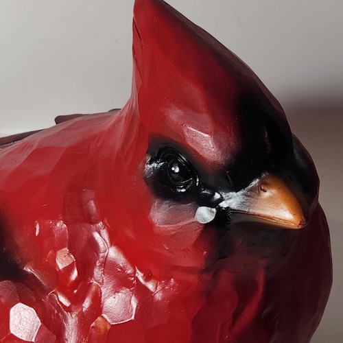 Large Red Cardinal Bird Carved Solid Wood Sculpture Figure 10 x 16 x 7 Heavy - Picture 8 of 13