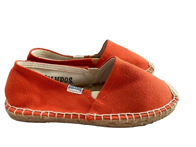 Soludos Youth Kids Dali Espadrilles Slide On Flats Tangerine Red Orange Size 1