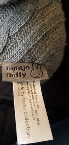 Nijntje Miffy Stuffed Plush Baby Rattle 9” Gray Sweater pattern displayed only - Picture 7 of 7