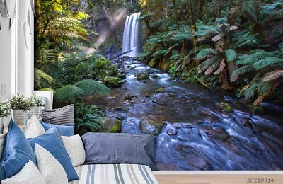 3D Rain Forest Waterfall Wallpaper Wall Mural Removable Self-adhesive ...