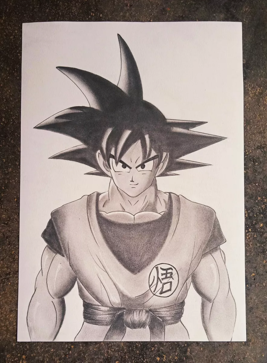 Original Goku Super Hero Portrait Anime Cartoon pencil Drawing A4 Art