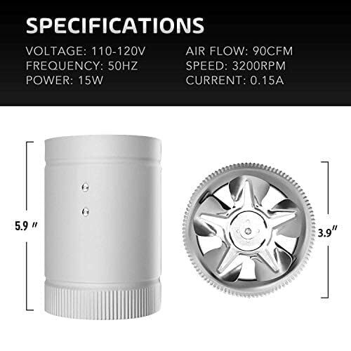 4/6/8 Inch Inline Booster Duct Fan HVAC Exhaust Ventilation Blower - Bild 14 von 19