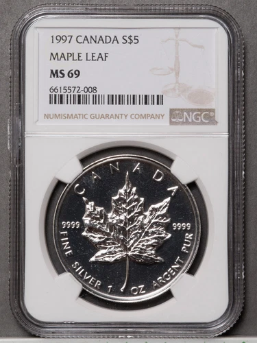 1997 Canada Silver Maple Leaf $5 NGC MS-69