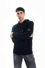 C.P. COMPANY FELPA UOMO FULL ZIP CAPPUCCIO NERO MSS034A-002246G-999