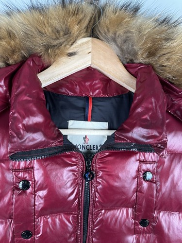 KIDS YOUTHS MONCLER PUFFER PARKA FUR TRIM HOODED RED Size 8 - Picture 5 of 24