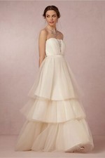 BHLDN Badgley Mischka Faye Wedding Gown Size 10 NWT Tulle Ivory Retail $1,000