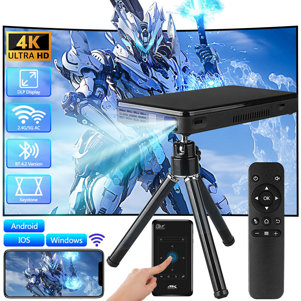 Mini Projector HD 4K Smart DLP Android WiFi Bluetooth 1080P Home Theater 1+8G-image