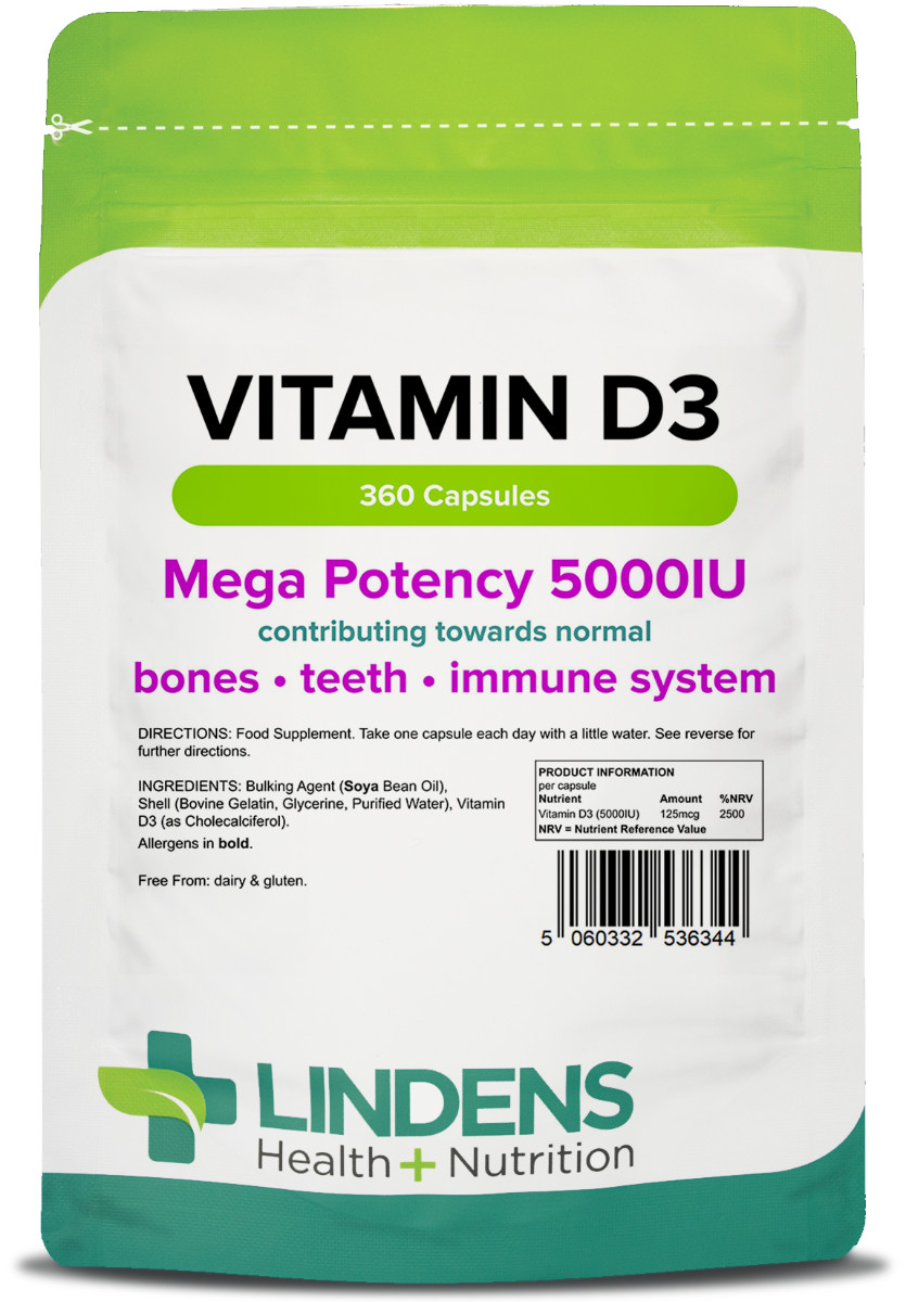 Lindens Vitamin D3 5000Iu Capsules 360 (6344) - Image 2