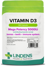 VITAMIN D3 5000IU High Strength 300 PACK Capsules Soft Gel Immune Health Lindens