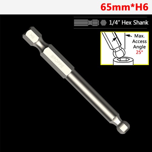 65/100/150mm Ball-End Hex Screwdriver Bit Set 1/4" Hex Shank H2.5 H3 H4 H5 H6 H8 - Picture 18 of 30