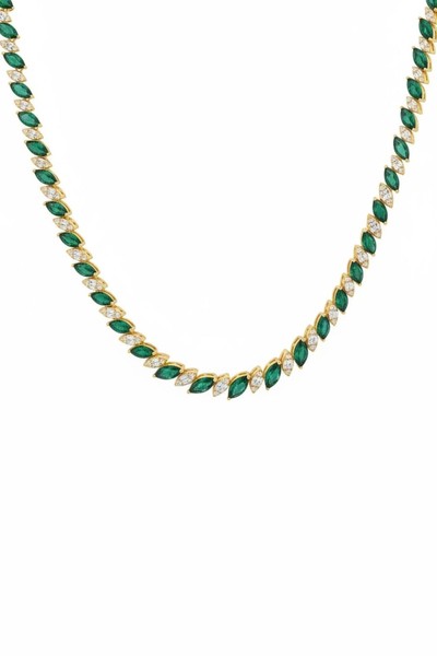 Latelita Viscountess Statement Tennis Halskette Smaragd Gold-image