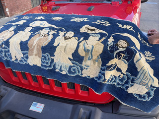 Auth: 19th C Vintage Chinese Rug Immortals Folklore Fine Collectors Pc