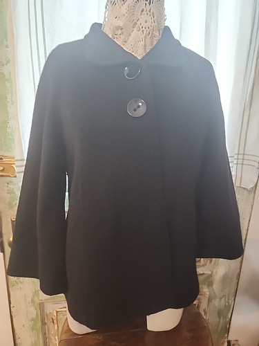 Sandro Sportswear 100% Wool Black Jacket L Preppy Paris Chic