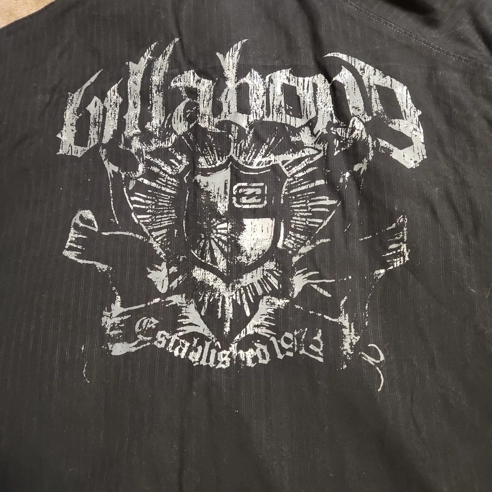 Camisa Billabong Patinador Abotonada Para Hombres XL Negra Calce Ajustado Logo Inclinado Bolsillo  Foto 2 de 4