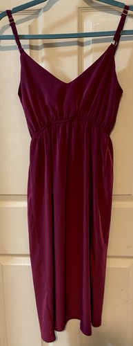 Women’s Size XS/S Purple Midi Elastic Waist Slip Dress Spaghetti Straps Silky - Picture 2 of 9