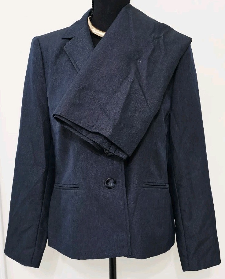 Le Suit Charcoal Gray/ Black Skirt Lined Micro Checked Suit Business Formal Sz12