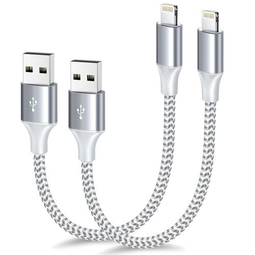 Apple Mfi Certified Short Iphone Charger 1Ft 2Pack,Usb a to Lightning Cord Nylon - Picture 2 of 8