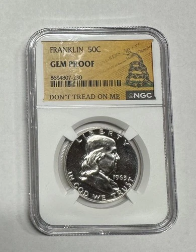 1963 50c NGC Gem Proof Franklin Silver Half Dollar - Don't Tread On Me Series