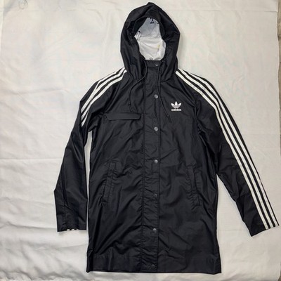 Adidas Info Poster Original Three Stripe Hooded Anorak Rain Coat Jacket Small
