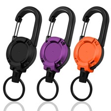 Retractable Keychain 3 Pack, Heavy Duty ID Badge Holder Reel, Multitool Carab...