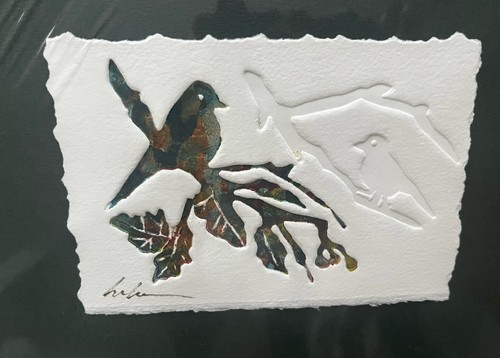 King Kuka Blackfeet Artist Bird Embossed Print Autographed SEE - Picture 2 of 5