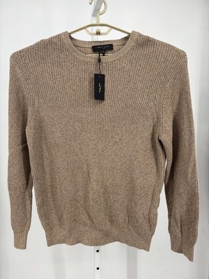 rag & bone Curtis Marl Crew Sweater Men L Taupe Knit Ribbed Layering Classic NWT