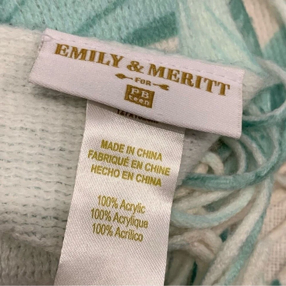 The Emily & Meritt Pottery Barn PB Teen Printed Palms Tropical suave tiro verde Foto 3 de 4