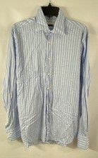 Versace Collection Men's Blue White Striped Business Fit Shirt Size L