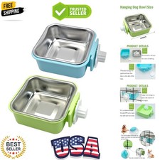 Crate Dog Bowl, Removable Stainless Steel Hanging Pet Kennel Cage Bowl Food ...