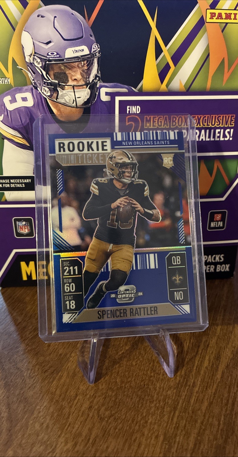 2024 Panini Contenders Optic Spencer Rattler Rookie Ticket Blue Prizm /99 #95