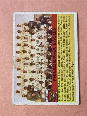 1956 Topps Football #40 PHILADELPHIA EAGLES Team Card  Low Grade Combined Ship