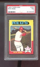 1975 Topps MINI #320 Pete Rose PSA 7 Graded Baseball Card MLB Cincinnati Reds