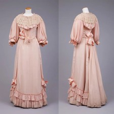 1890s Afternoon Dress Victorian Edwardian Duchess Pink BallGown Gothic Civil War