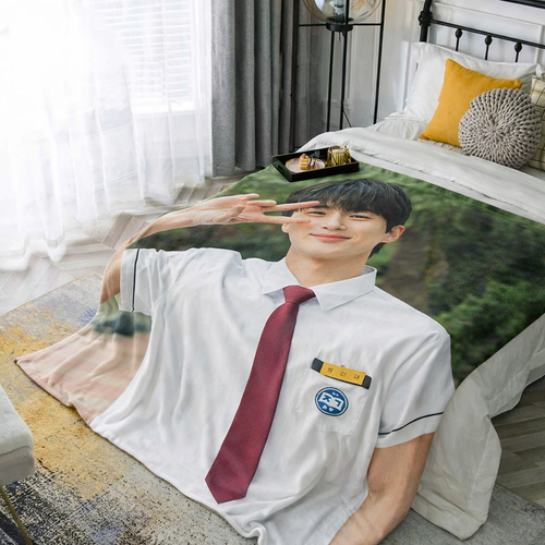 BYUN WOO SEOK COPERTA FLANELLA VENTILATORE REGALO PER WOOCHETONG - PERSONALIZZATA QUALSIASI IMMAGINE I V22 - Foto 2 di 7