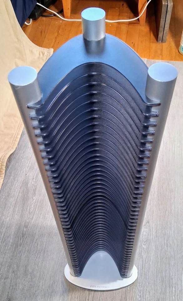 Soporte de Estante Torre 42 CD Atlántico Plata Azul 27" Futurista Moderno Retro Medios Foto 3 de 4