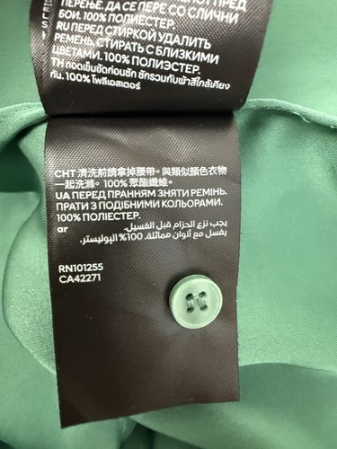 Vestido H&M Kelly Verde Caftán Satinado Sedoso Manga Larga Corte Dolman Botones Ocultos L - Imagen 6 de 6