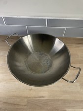 Grande Fissler Wok Acciaio Inox Due Manici 18/10 Germania 37 cm