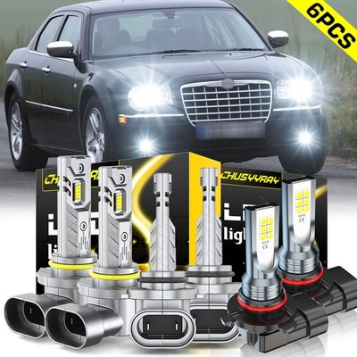 FOR Chrysler 300c 2005 2006 2007 2008 2009 6X LED Headlight + Fog Light Bulbs