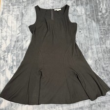 Ann Taylor LOFT Black Sleeveless Fit and Flare Dress Petite 12P Scoop Neck 6988