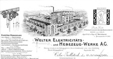 Welter Electricit- und Hebeweug-Werke AG Cöln Schriting 1908 Kolonia Nadrenia