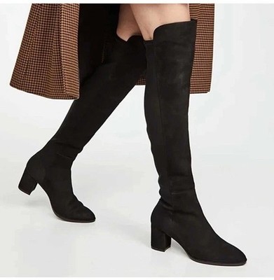 Stuart Weitzman Black Suede Reserve Heeled Over the Knee Boots Size 5.5. EUC
