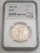 1946 walking liberty half dollar NGC AU53