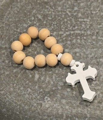 One Decade Wooden Rosary with White Cross