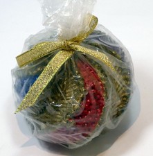 Decorative Gold Rope Ball Ornament Candle Christmas Red Green Blue 3"